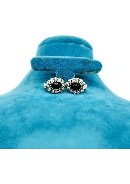 Zirkon ve Oltu Taşı Tasarım İşçilikli 925 Ayar Gümüş Küpe fiyatları