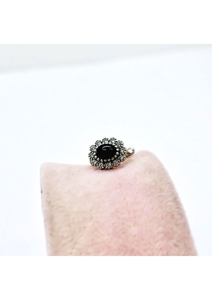 Zirkon ve Oltu Taşı Tasarım İşçilikli 925 Ayar Gümüş Küpe fırsatları