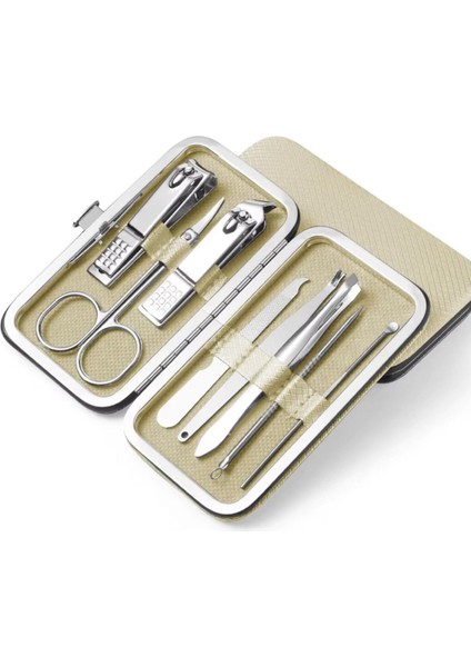 8 Parça Manikür Pedikür Seti Deri Çantalı Paslanmaz Çelik Tırnak Takımı