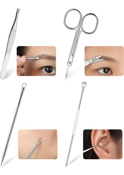 8 Parça Manikür Pedikür Seti Deri Çantalı Paslanmaz Çelik Tırnak Takımı modelleri