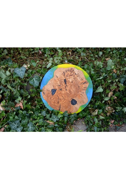 Sarı Lacivert Epoksi Ahşap Sehpa / Sunum Tahtası fiyatları