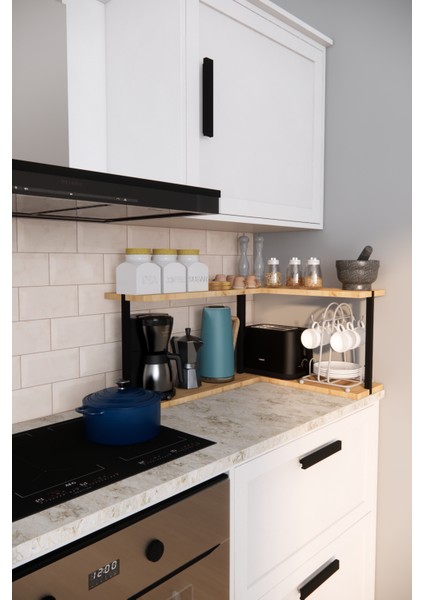 Mutfak Rafı, Düzenleyici, Kahve Köşesi, Baharatlık, 2 Yüksek Raflı Tezgah Üstü Organizer, Tabaklık fırsatları