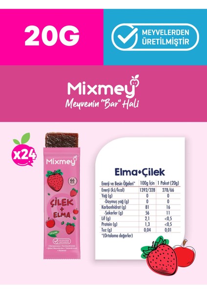 Çilek Meyve Barı 24 Adet | Sağlıklı Atıştırmalıklar – Vegan, Glutensiz, Koruyucusuz (20GR X 24 ADET) modelleri