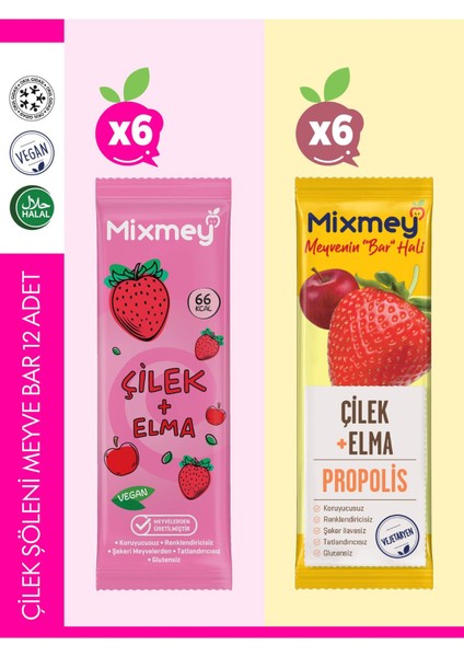 Çilek Şöleni Meyve Barı – 12 Adet | Sağlıklı Atıştırmalıklar – Glutensiz, Koruyucusuz - 12 Adet