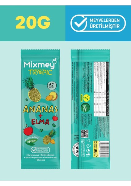 Tropik Meyve Bar Serisi 20 Adet | Sağlıklı Atıştırmalıklar – Vegan, Glutensiz (20GR X 20 ADET)