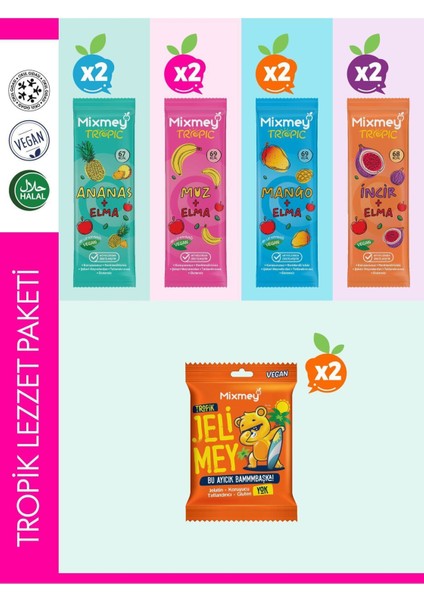 Tropik Lezzet Paketi – 10 Adet | Tropik Meyve Bar Jelimey – Sağlıklı Atıştırmalıklar (10 ADET)