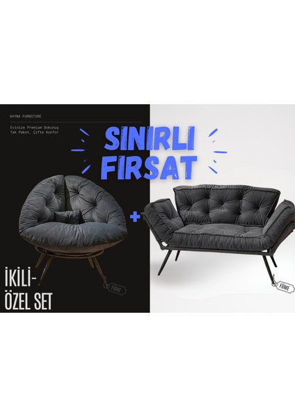 Elite Comfort Set | Premium Tekli Berjer + Ikili Kanepe | Konforlu Oturma Takımı