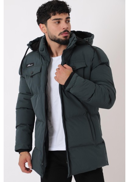 Göğüs Cepli Içi Kürklü Uzun Şişme Mont Pldp 2957_50456