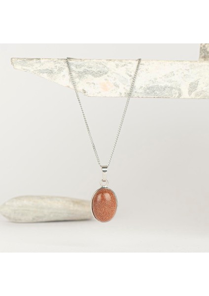 Yıldız Taşı (Red) Damla Dogal Taş Kolye