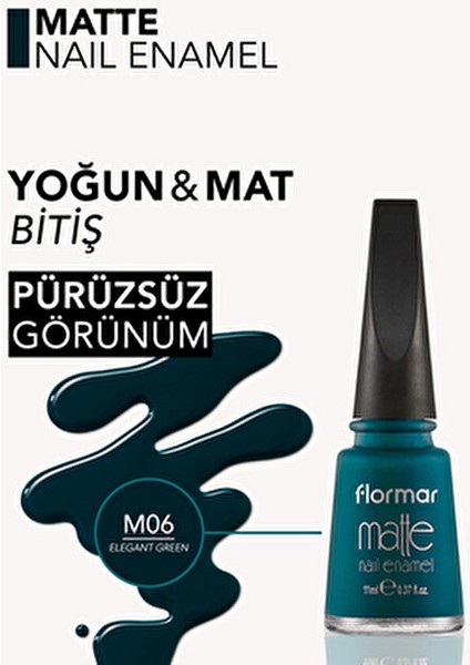Mat Oje M06 Elegant Green 11 ml Tüm Cilt Tiplerine Uygun Kadifemsi Etki