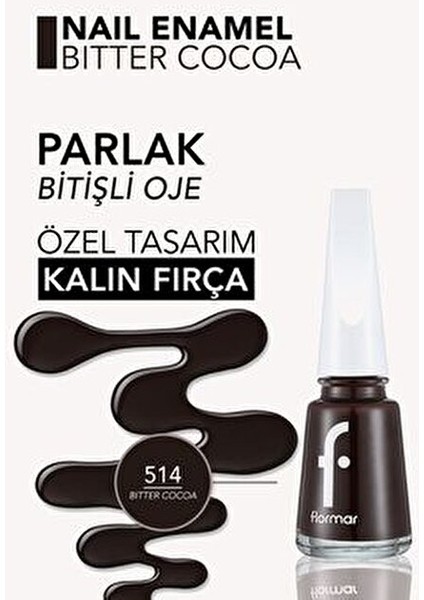 Nail Enamel Oje 514 Koyu Kahverengi Renk 11 ml Uzun Süreli Etki