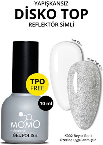 Kalıcı Oje Disko Efekt Top Coat Simli 10 ml Yapışkansız Formül