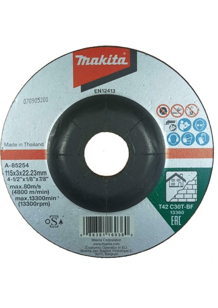 A-85254 Taş Kesme Diski 115X3,0X22,23 mm (Avantajlı 25'li Paket)