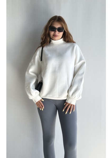 Kadın Balıkçı Yaka Uzun Kollu Basic Sweatshirt