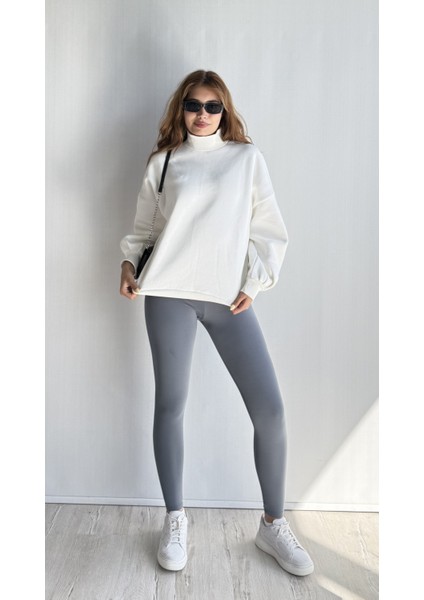 Kadın Balıkçı Yaka Uzun Kollu Basic Sweatshirt modelleri
