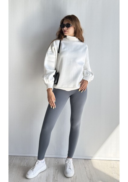 Kadın Balıkçı Yaka Uzun Kollu Basic Sweatshirt fırsatları