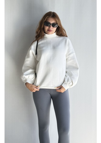 Kadın Balıkçı Yaka Uzun Kollu Basic Sweatshirt indirimleri