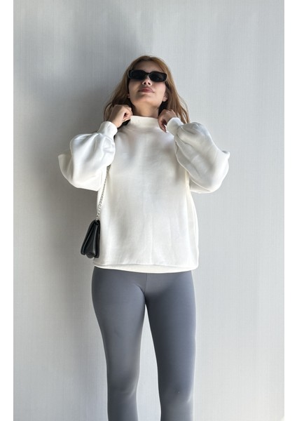 Kadın Balıkçı Yaka Uzun Kollu Basic Sweatshirt
