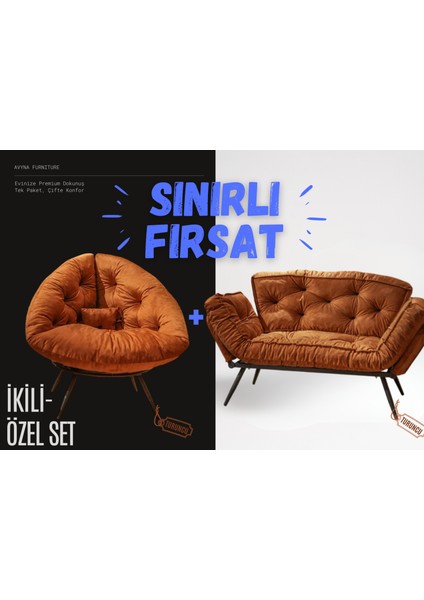 Elite Comfort Set | Premium Tekli Berjer + Ikili Kanepe | Konforlu Oturma Takımı