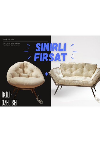 Elite Comfort Set | Premium Tekli Berjer + Ikili Kanepe | Konforlu Oturma Takımı