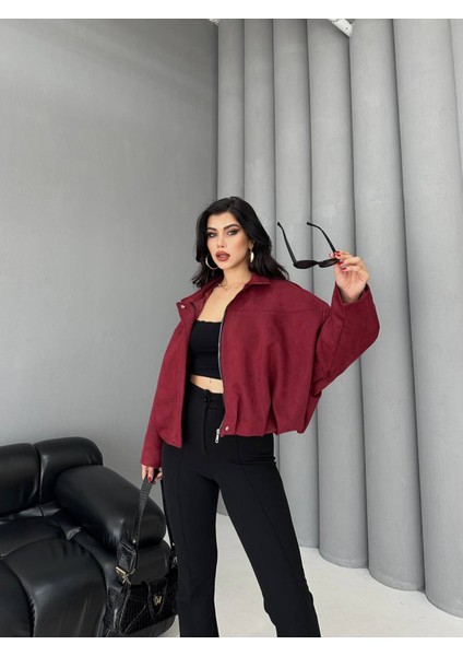 Süet Apoletli Bomber Ceket
