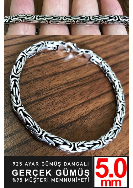 925 Ayar Gümüş Erkek Yuvarlak Kral Zincir Bileklik Künye Erkeğe Hediye MSB14