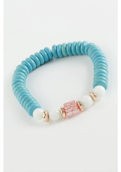 Turkuaz Rondela Necef Doğaltaş Bileklik