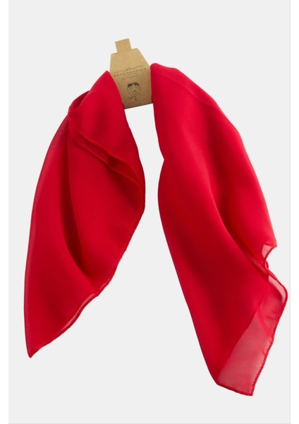 Msa-Shop Kırmızı Siyah Şifon Fular 50 Cm-Kırmızı