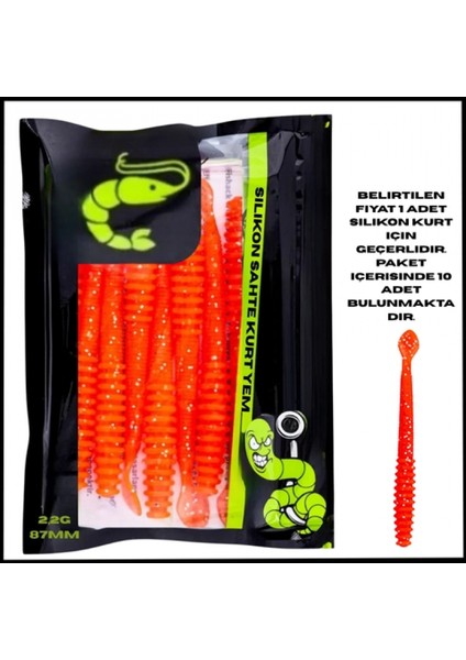 Uyguna-Yakala 2,2g 87MM - Turuncu Uv Boyalı Silikon Sahte Kurt Yem - 1041-CGPN