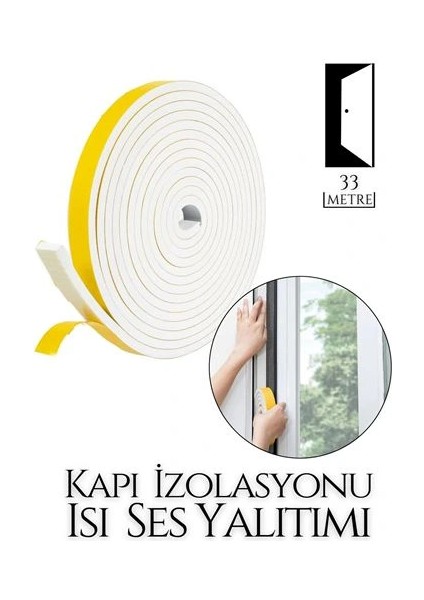Bx Kapı Ses Isı Yalıtım Sünger Bant 33 Metre