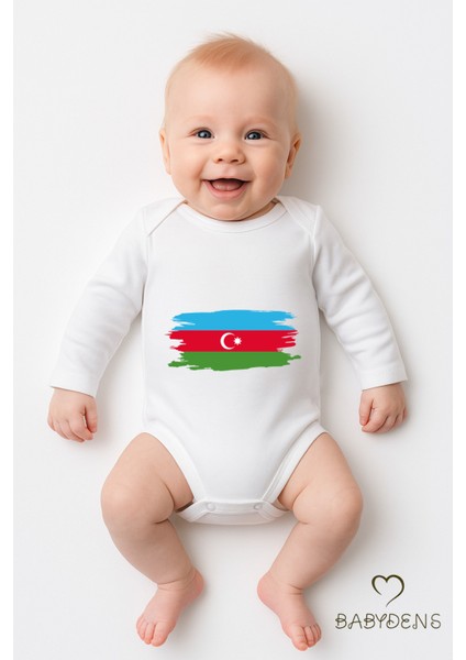 Azərbaycan Bayrağı Naxışlı Uzunqol Çaxçaxlı Körpə Bodi – Rahat, Nəfəs Alan, Uniseks Zıbın
