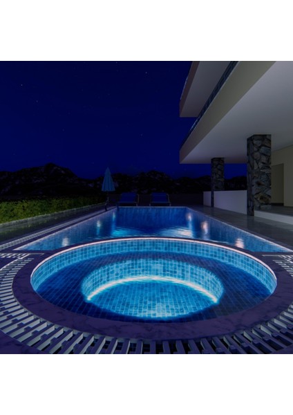 Mini Havuz Sıva Üstü LED Aydınlatma Ampülü Lamba Mor A-1209 8W 12V IP68