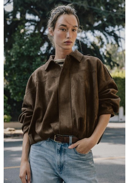 Süet Apoletli Bomber Ceket