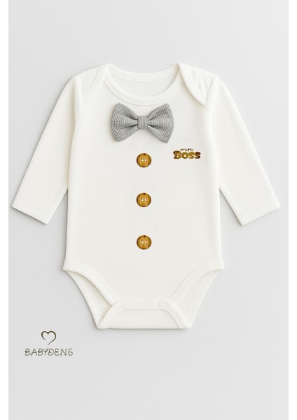 Minik Patron Papyonlu Bebek Body ,düğme Deseni Baskılı, Erkek Bebek Uzun Kollu Çıtçıtlı Body Pamuklu fiyatları