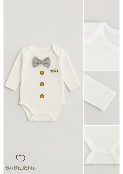 Minik Patron Papyonlu Bebek Body ,düğme Deseni Baskılı, Erkek Bebek Uzun Kollu Çıtçıtlı Body Pamuklu modelleri