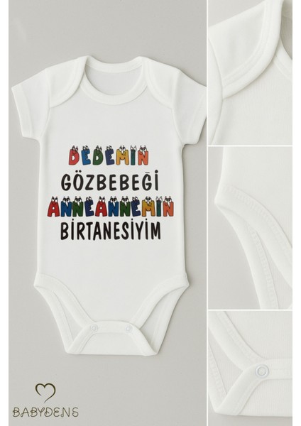 “dedemin Gözbebeği Anneannemin Birtanesiyim” Baskılı %100 Pamuklu Kısa Kollu Bebek Zıbın Body Unisex fiyatları