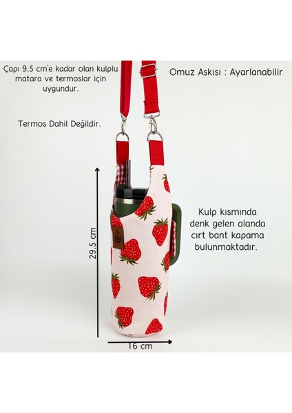 El Yapımı Çilek Matara Termos Kılıfı Kulplu Model Quencher Pipetli 1,18 fiyatları