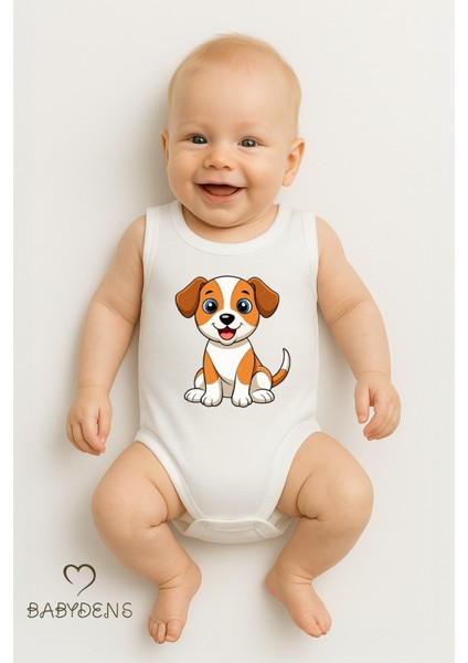 %100 Pamuklu Hayvan Figürlü Kolsuz Çıtçıtlı Bebek Body Yazlık Nefes Alabilir Unisex Zıbın Köpek