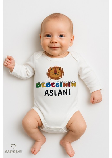 Dedesinin Aslanı Yazılı Uzun Kollu Bebek Zıbını Pamuk Çıtçıtlı Body Yenidoğan Bebek Body 0-24AY fiyatları