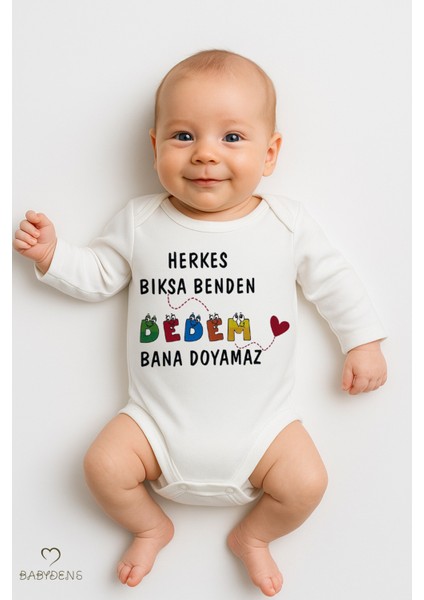 “herkes Bıksa Benden, Dedem Bana Doyamaz” Uzun Kollu Bebek Zıbını %100 Pamuklu Çıtçıtlı Body 0-24 Ay fırsatları