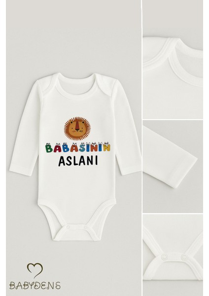 “babasının Aslanı” Yazılı Uzun Kollu Bebek Body %100 Pamuk Bebek Zıbın Aslan Figürlü Body 0-24 Ay modelleri