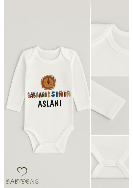 Babannesinin Aslanı Uzun Kollu Bebek Body %100 Pamuk Unisex Zıbın 0-24 Ay Çıtçıtlı Aslan Baskılı fiyatları