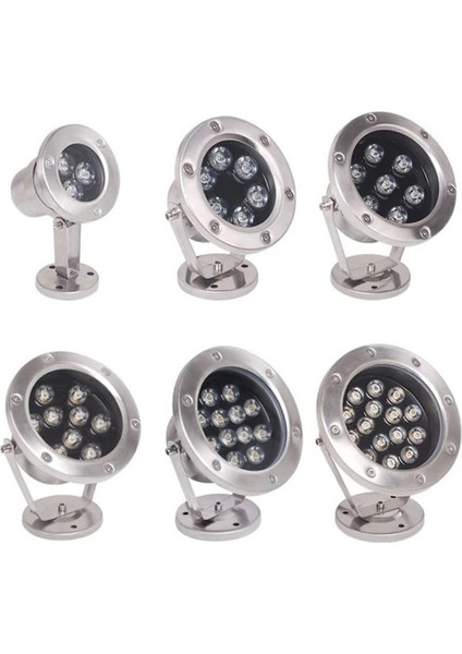 Mini Spot Paslanmaz Ayaklı Havuz LED Aydınlatma Ampülü Lamba Sıcak Beyaz A-1210 6W 12V IP68