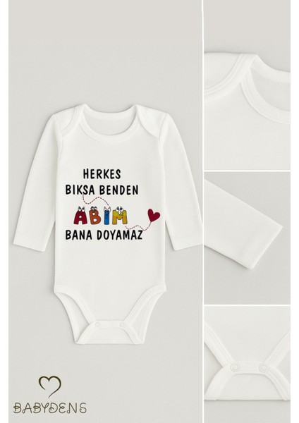 “abim Bana Doyamaz” Yazılı Uzun Kollu Bebek Body %100 Pamuk, Çıtçıtlı Zıbın 0-24 Ay Arası Unisex fiyatları
