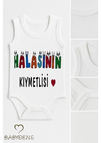 Halasının Kıymetlisi Yazılı Kolsuz Bebek Body – Pamuk Eğlenceli Yazlık Zıbın Body Tulum 03-24AY fiyatları