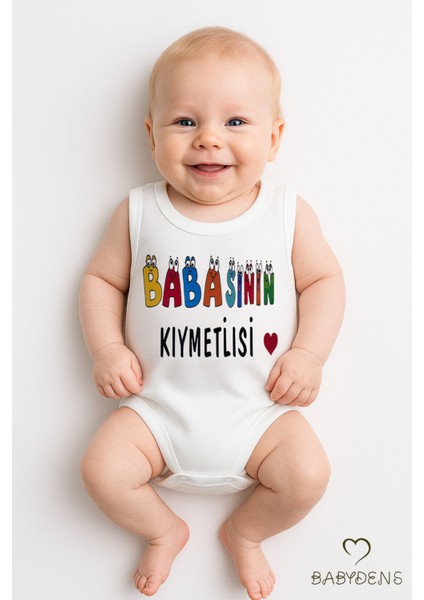 “babasının Kıymetlisi” Yazılı Kolsuz Bebek Body Pamuk Yazlık Çıtçıtlı Zıbın Tulum 03-24AY