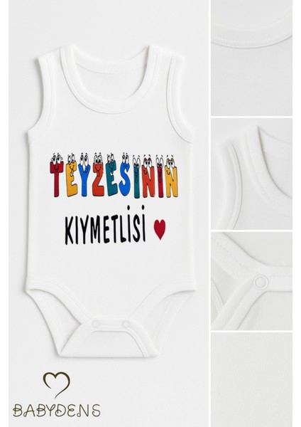 Teyzesinin Kıymetlisi Yazılı Kolsuz Bebek Body – Pamuk, Renkli Baskılı, Yazlık Çıtçıtlı Zıbın fiyatları