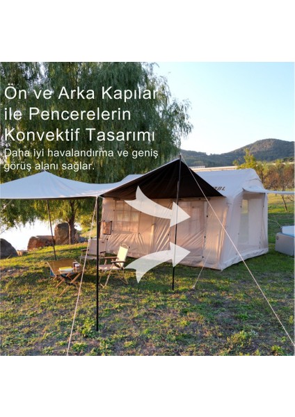 12 Kişilik 12M2 Tenteli,çift Odalı 420D Sertifikalı Oxford Kumaş 4 Mevsim Şişme Çadır 400*360*220CM