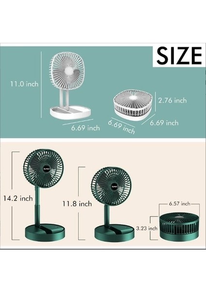 Katlanır Teleskopik Zemin Fanı Yaz Sessiz Öğrenci Masaüstü Fan USB Şarj Edilebilir Taşınabilir Ev Mini Hava Soğutucu modelleri