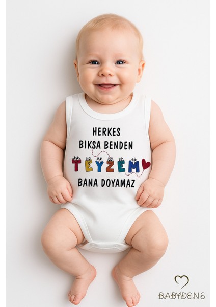 Herkes Bıksa Benden Teyzem Bana Doyamaz Yazılı Kolsuz Bebek Body %100 Pamuk Yazlık Zıbın Tulum